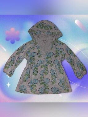 vtg y2k babydoll zipup hoodie - style & co, 95% cotton, sz lg